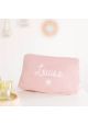 Trousse de toilette en lin rose