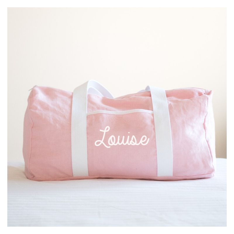 Sac week end rose poudr personnalisable Make Me Happy